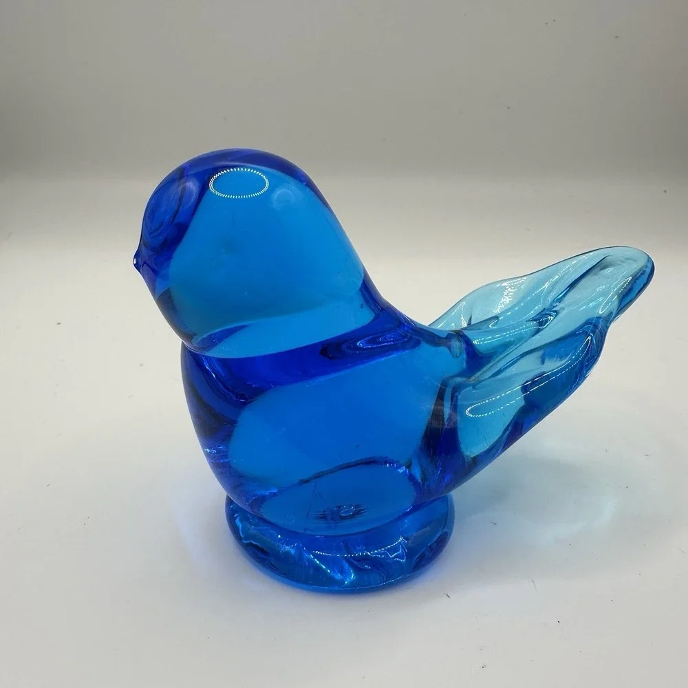 Vtg Leo Ward Glass Blue Bird Bluebird Of Happiness Figurine Signed 1993
